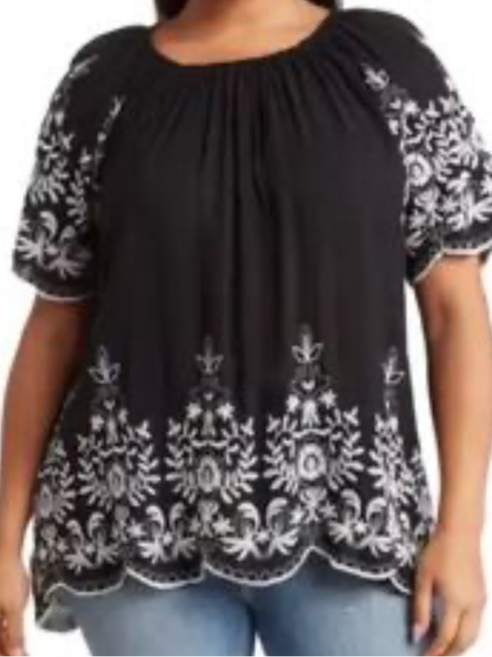 LIV LOS ANGELES Short Sleeve Embroidered Top